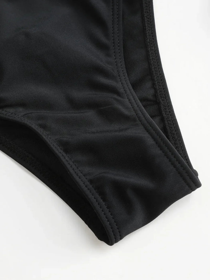 Ensemble bikini triangle noué uni avec détail étoile de mer et dos nu