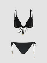 Ensemble bikini triangle noué uni avec détail étoile de mer et dos nu