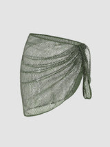 Sarong en maille crochet uni avec sequins