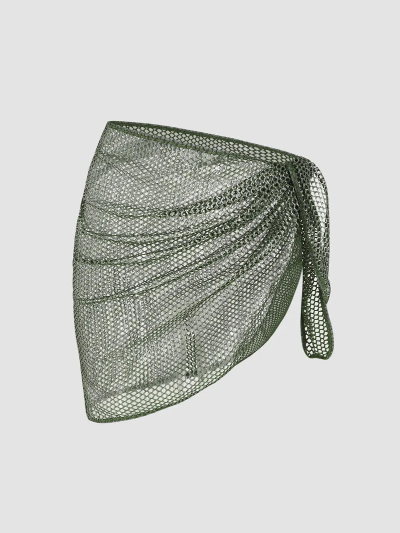 Sarong en maille crochet uni avec sequins