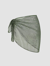 Sarong en maille crochet uni avec sequins