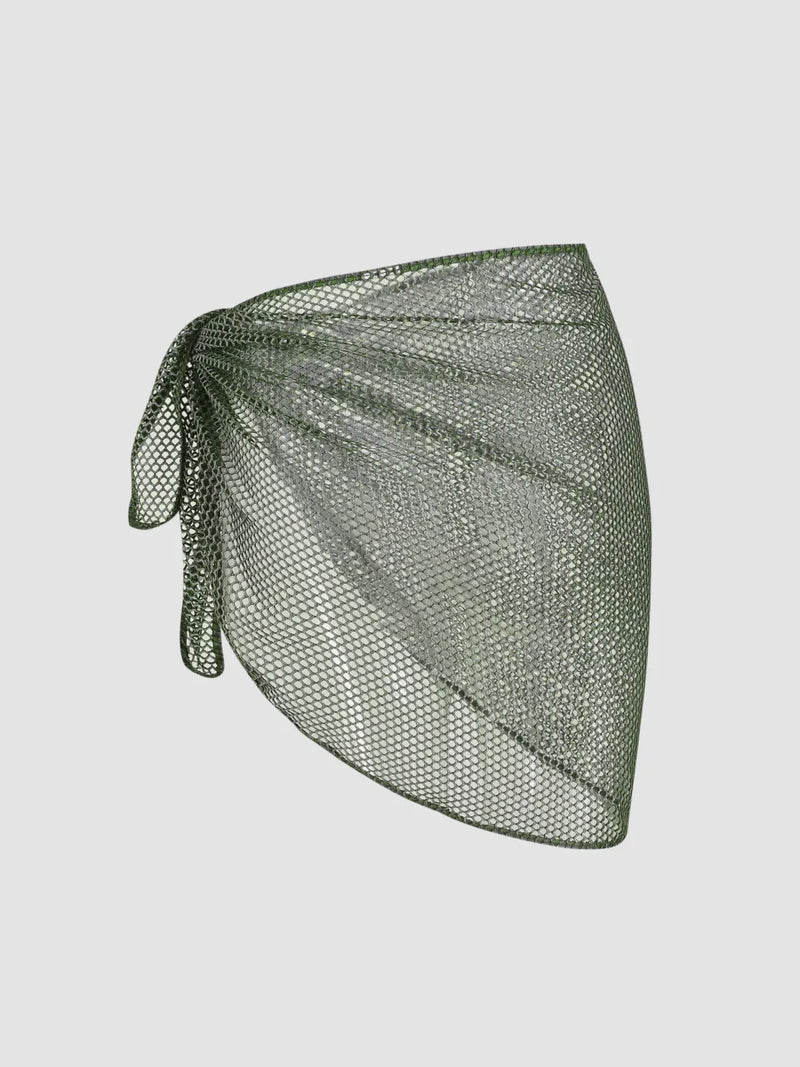 Sarong en maille crochet uni avec sequins