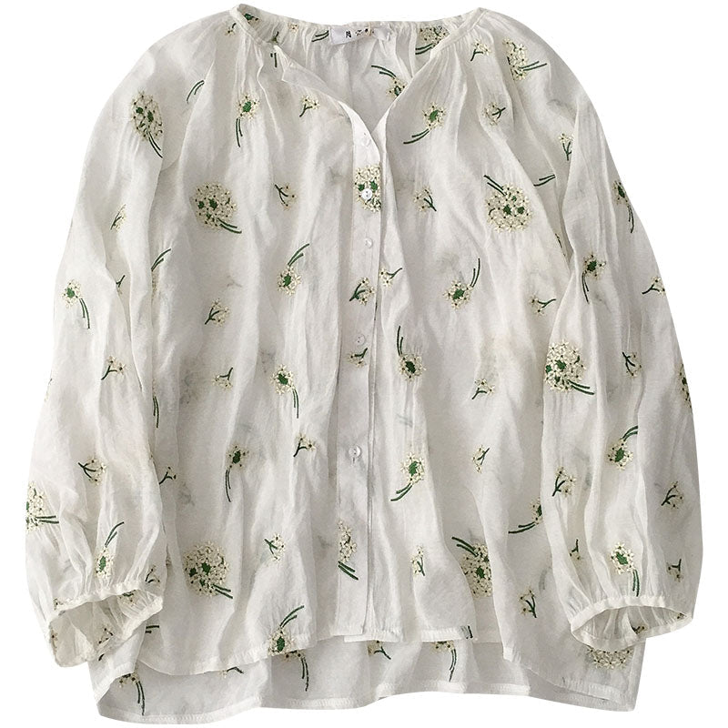 Loose casual V-neck sunscreen long sleeves