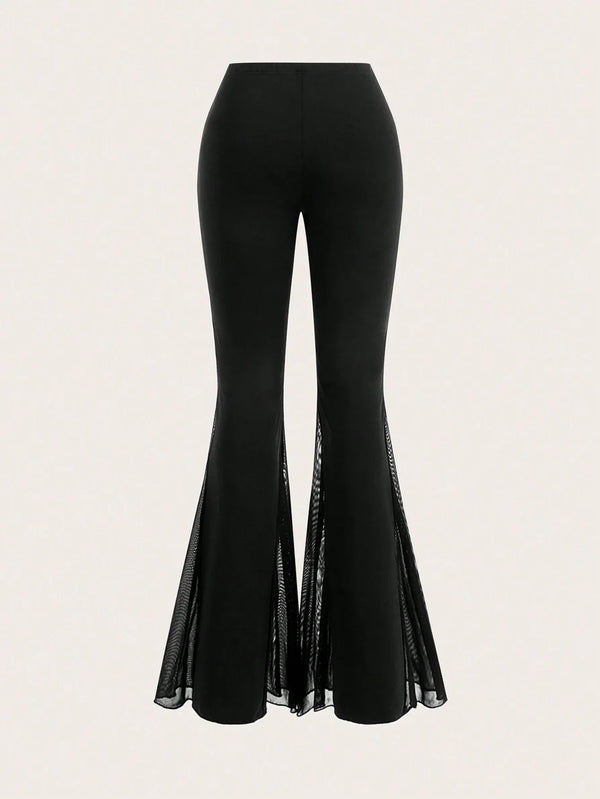 Pantalon évasé fendu extensible