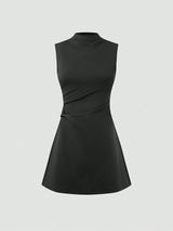 Robe trapèze à col montant sans manches