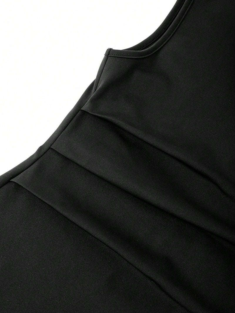 Robe trapèze à col montant sans manches