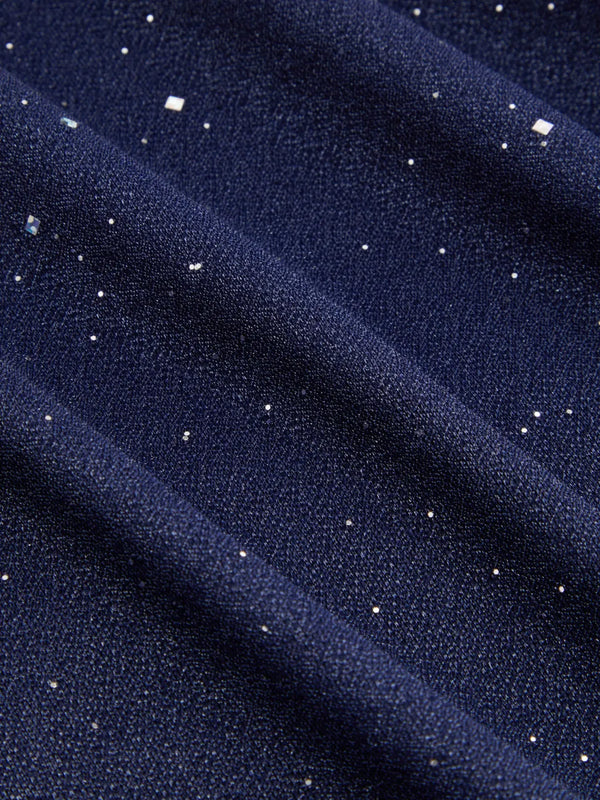 Robe Longue Scintillante à Col Bénitier et Volants