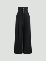 Pantalon ample noir à taille ultra haute