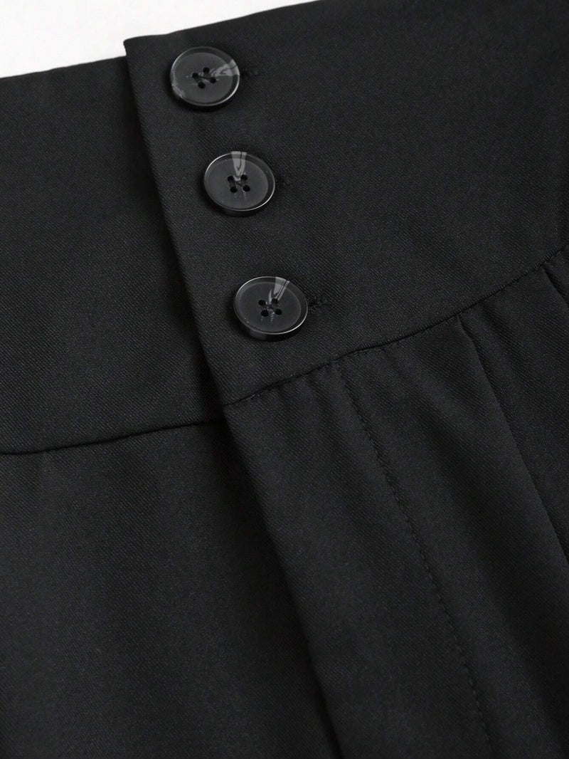 Pantalon ample noir à taille ultra haute