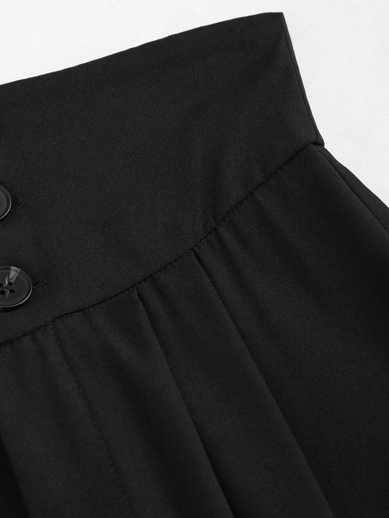 Pantalon ample noir à taille ultra haute