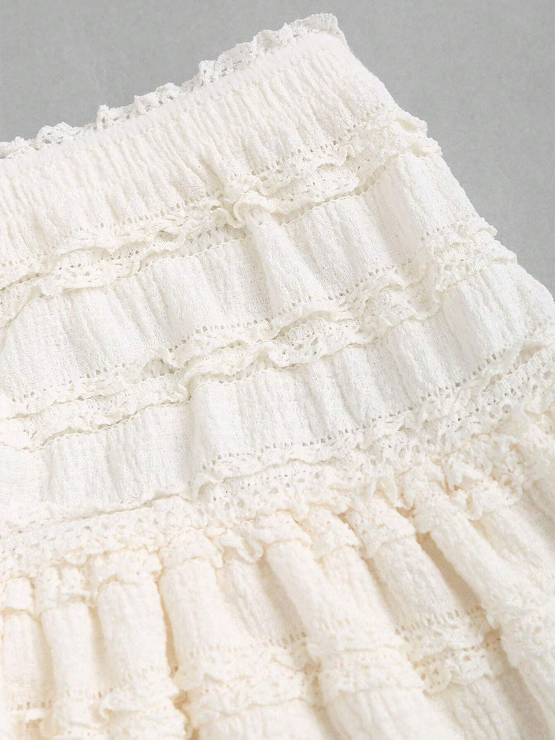 Jupe courte nude volants style Y2K