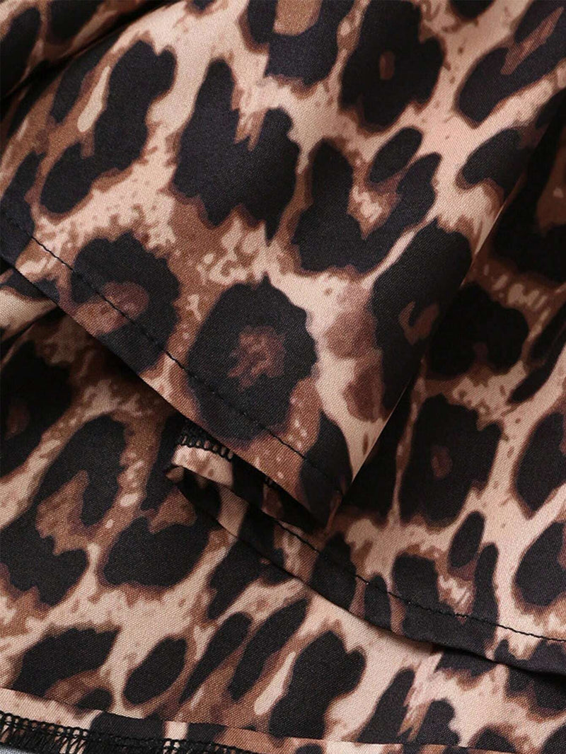 Robe courte dos nu imprimé léopard