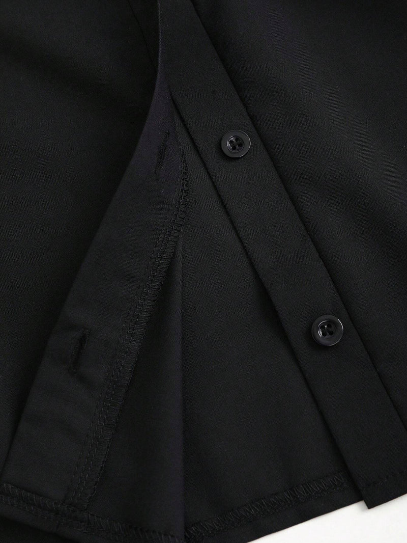 Robe chemise mini ajustée à manches longues