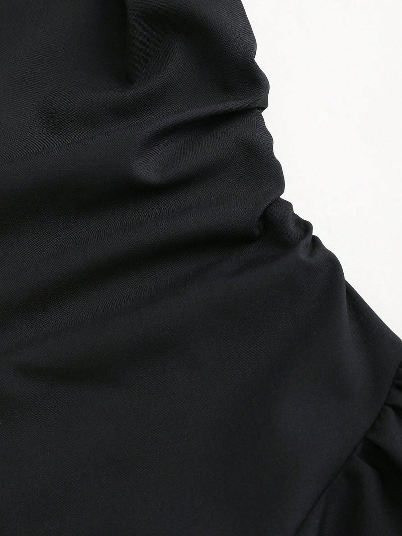 Robe chemise mini ajustée à manches longues