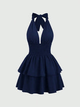 Robe mi longue taille haute à dos nu