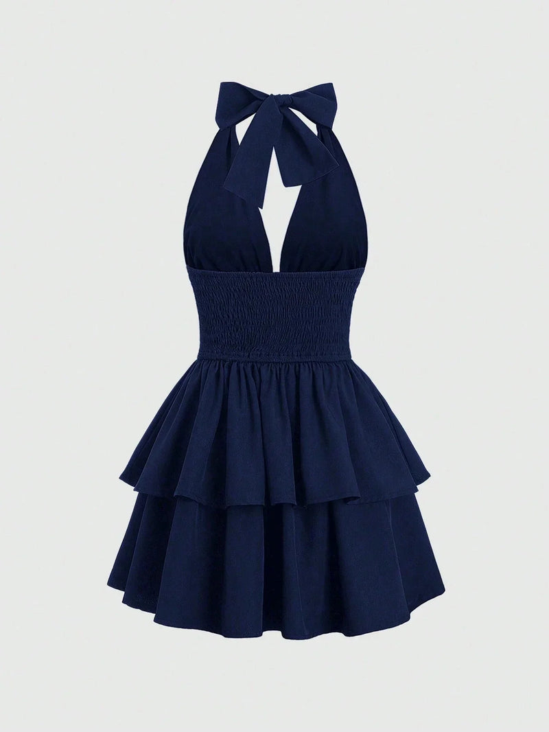 Robe mi longue taille haute à dos nu