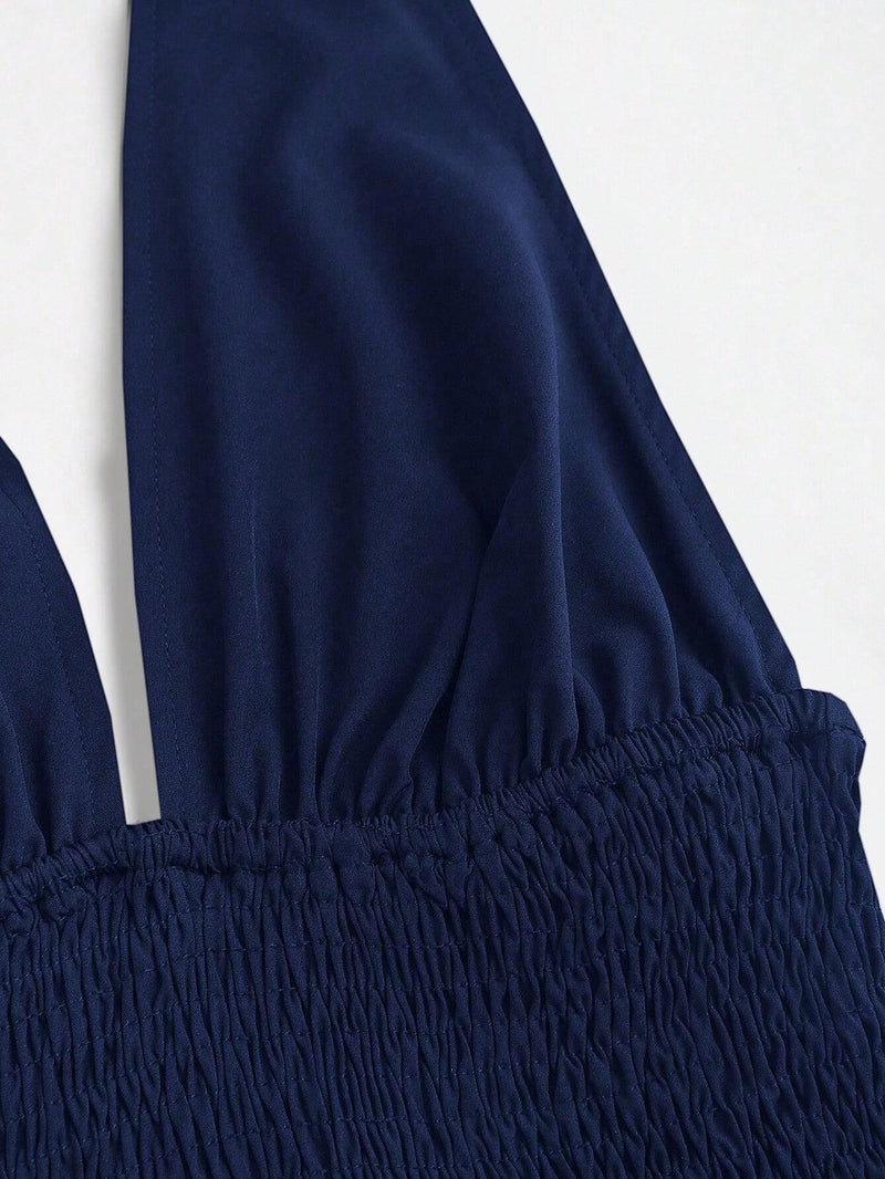 Robe mi longue taille haute à dos nu