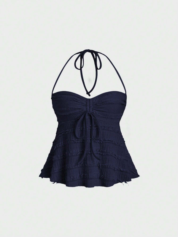 Débardeur camisole Y2K  col ras du cou et dos nu