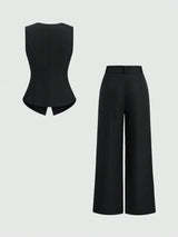 Ensemble gilet sans manches et pantalon large