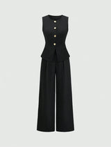 Ensemble gilet sans manches et pantalon large