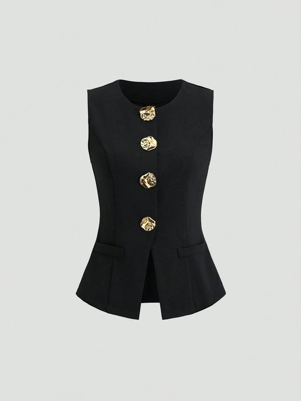 Blazer sans manches basique style français