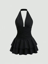 Robe mini dos nu col en V