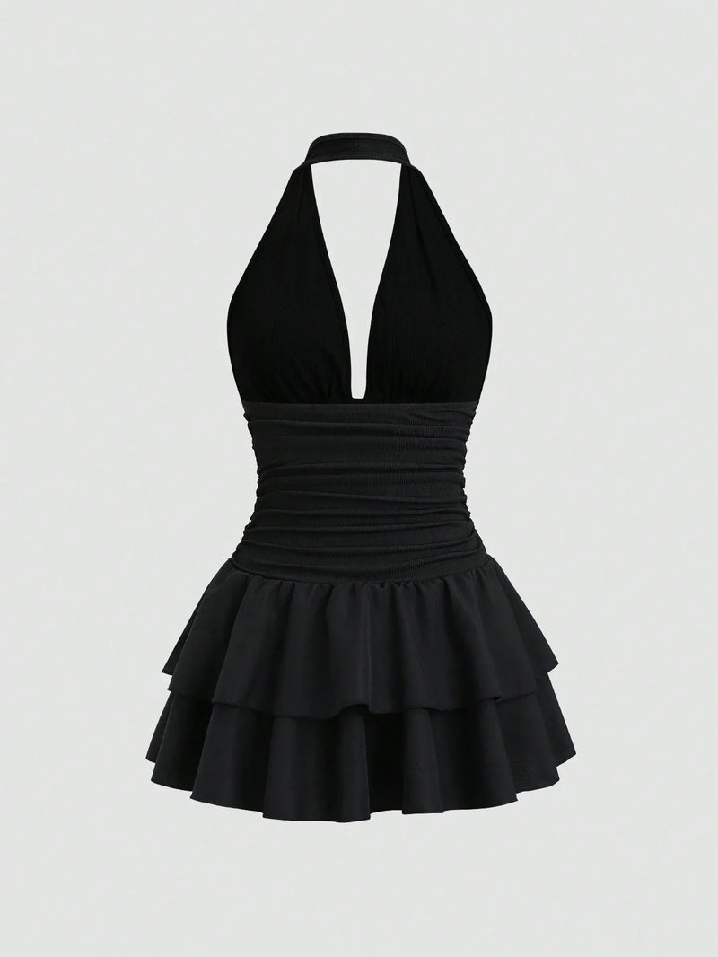 Robe mini dos nu col en V