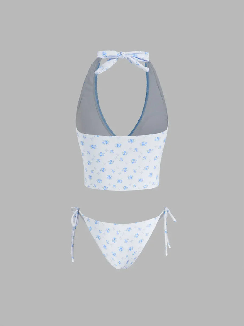 Ensemble tankini floral avec attaches latérales et bretelles réglables