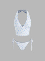 Ensemble tankini floral avec attaches latérales et bretelles réglables