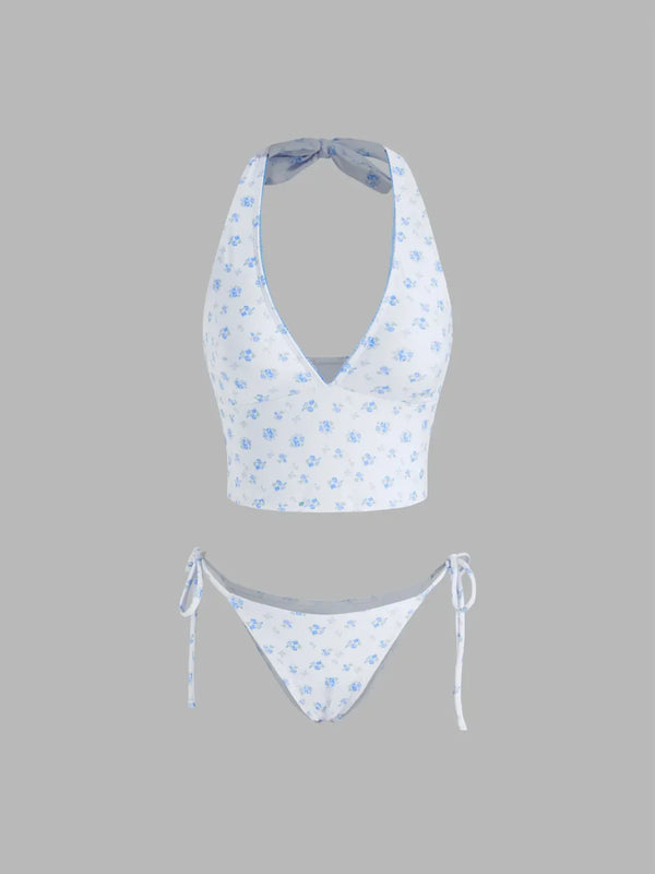 Ensemble tankini floral avec attaches latérales et bretelles réglables