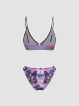 Ensemble bikini papillon avec col V anneau décoratif et sarong assorti