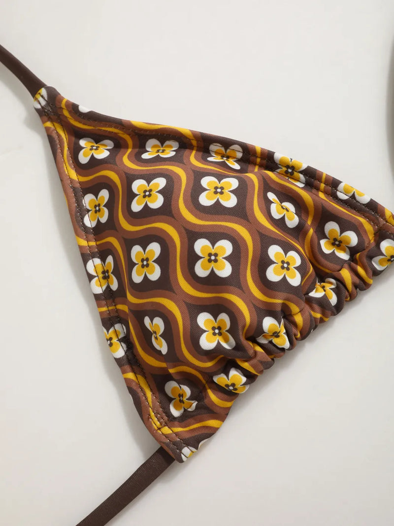 Ensemble bikini short floral à bretelles réglables