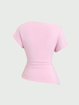 T shirt grande taille col asymétrique