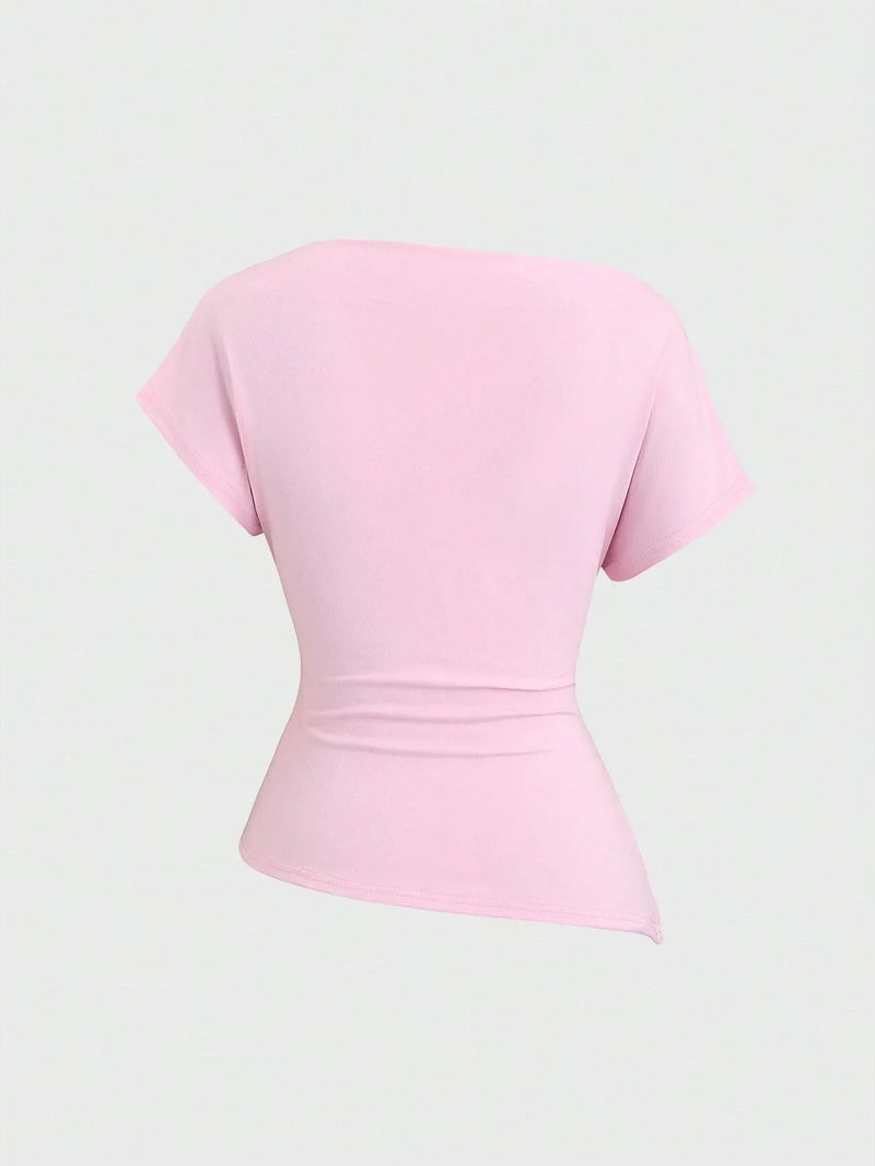 T shirt grande taille col asymétrique