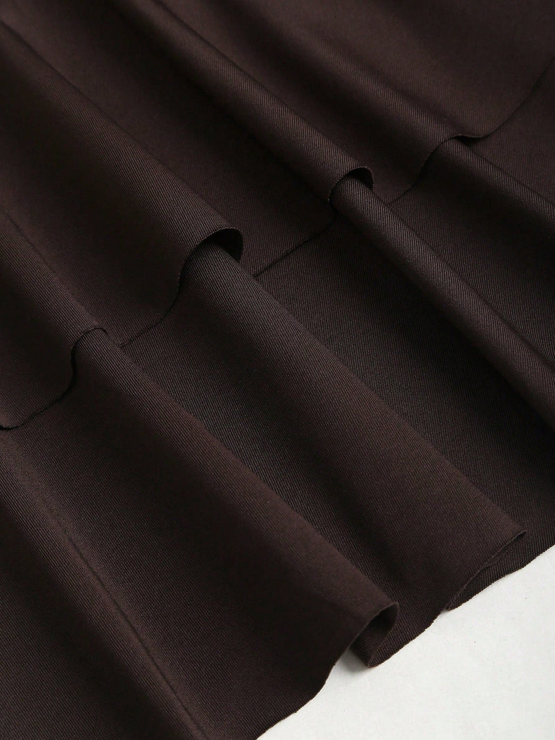 Robe mini évasée marron à encolure licou