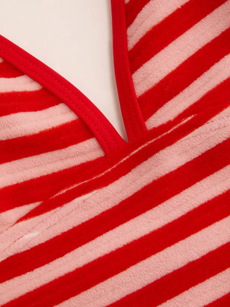 Ensemble tankini rayé femme à col V noué avec bretelles réglables