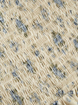 Robe Midi en Coton Fleurie à Col U Froncée et Nouée