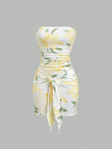 Robe fourreau avec Top court en maille à imprimé floral et nœud