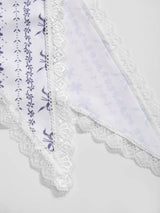 Ensemble bikini triangle col halter à bordures contrastées en dentelle florale