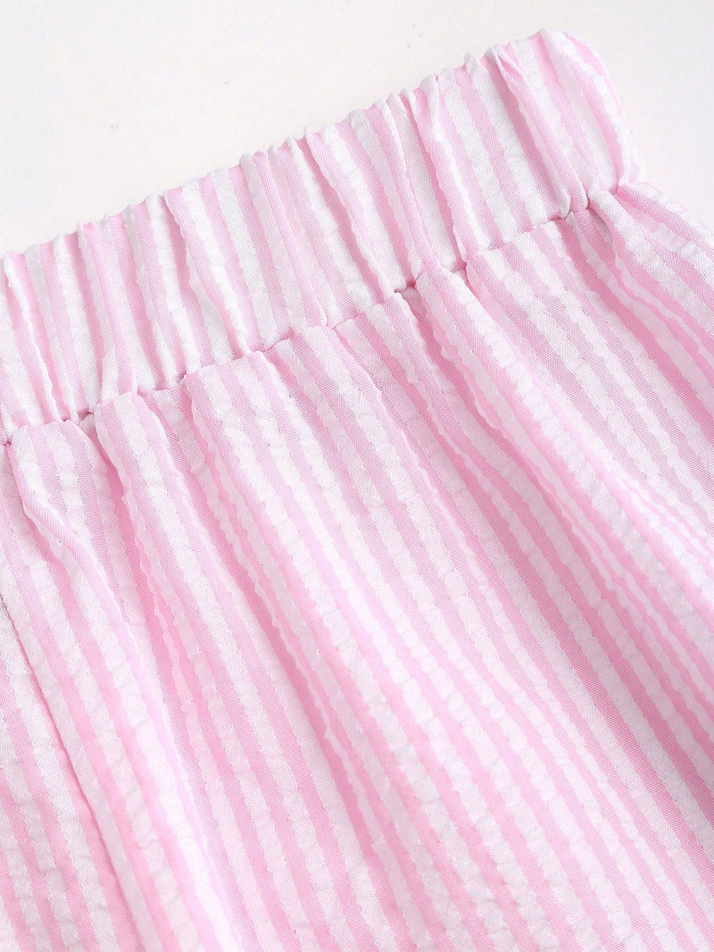 Ensemble deux pièces top rayé et pantalon long