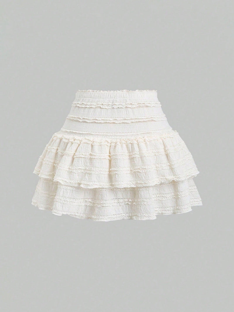 Jupe courte nude volants style Y2K