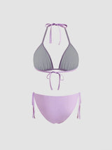 Ensemble bikini floral col V noué avec sarong assorti