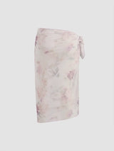 Ensemble bikini floral col V noué avec sarong assorti