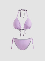 Ensemble bikini floral col V noué avec sarong assorti