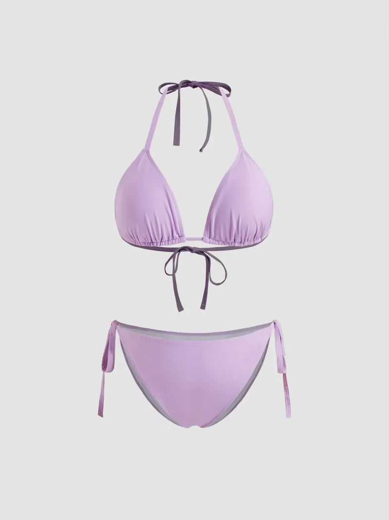 Ensemble bikini floral col V noué avec sarong assorti