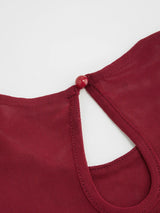 Robe Mini en Maille Drapée à Col Rond Nouée et Plissée