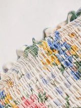 Ensemble bikini floral sans bretelles avec bords froncés style laitue