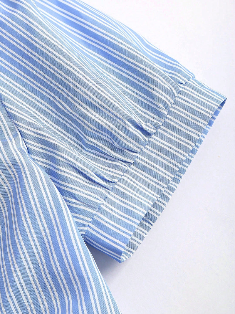Blouse à col polo manches courtes bouffantes