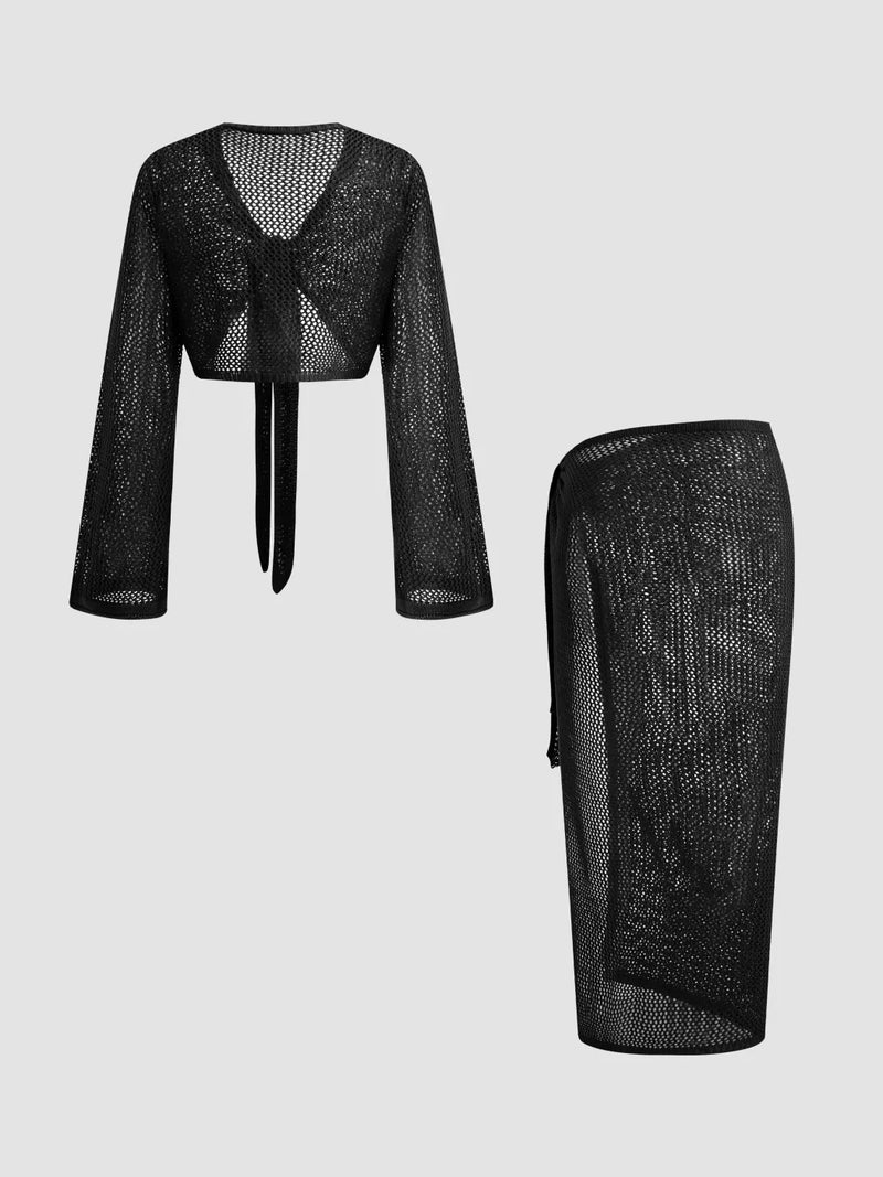 Ensemble transparent à col V avec découpes et coupe oversize