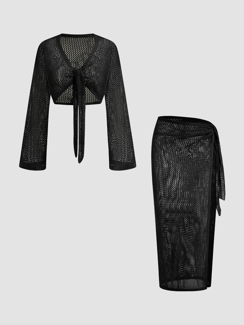 Ensemble transparent à col V avec découpes et coupe oversize